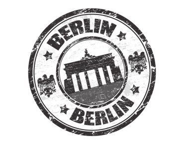 Grunge lastik damga adı olan Almanya, berlin - damgalamak içinde yazılı sermaye