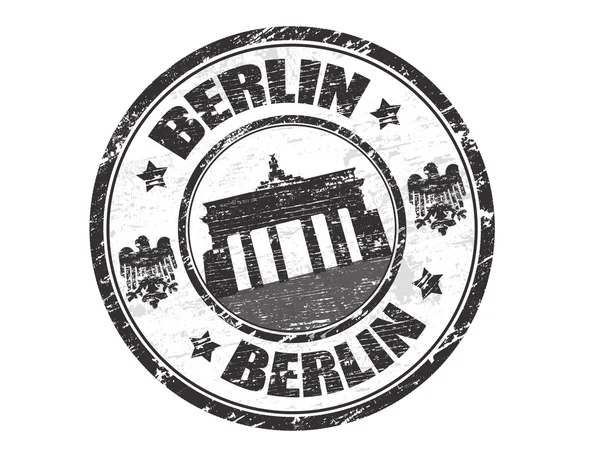 Grunge Timbro Gomma Con Nome Della Capitale Della Germania Berlino — Vettoriale Stock