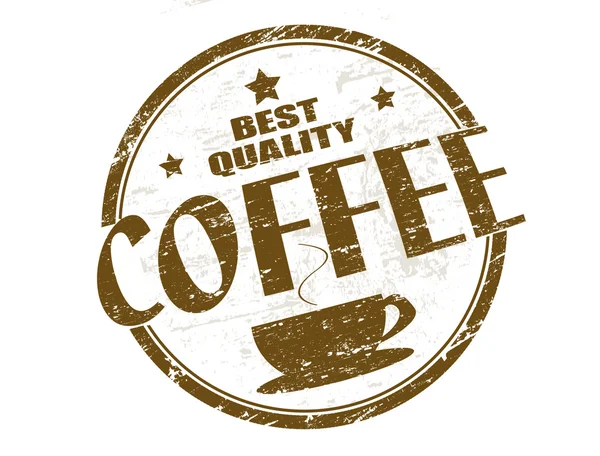 茶色のグランジ ゴム印スタンプ内に書かれ 単語コーヒーとコーヒー カップ — ストックベクタ