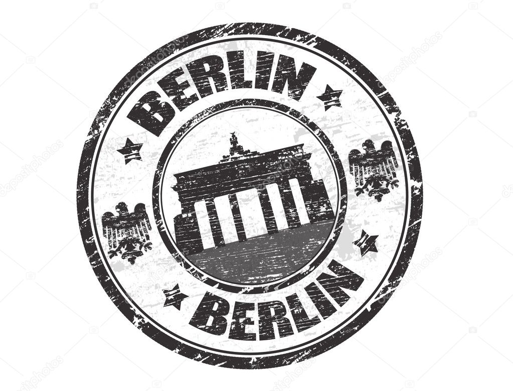 Grunge rubber stamp with the name of the capital of Germany, Berlin - written inside the stamp