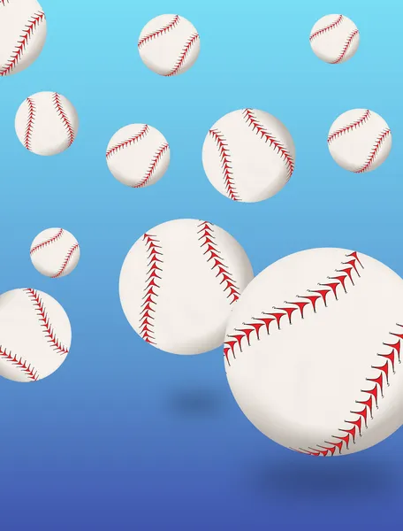 Collection Baseballs Bouncing Plain Blue Background — Stock Vector