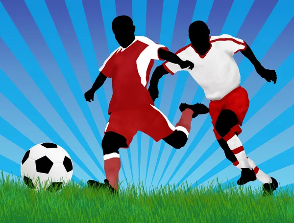 Futball Játékos Támadás Kapu Ellenfél Vektoros Illusztráció — Stock Vector