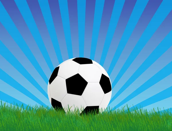 Фон Футбольным Мячом Зеленой Траве Векторная Иллюстрация — стоковый вектор