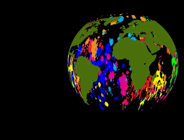 Erde Globus Tinte Splitter — Stockvektor