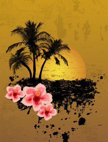 Grunge fond tropical — Image vectorielle