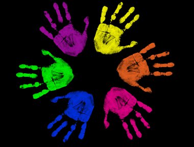 Colorful hand prints clipart