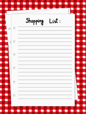 Blank shopping list clipart