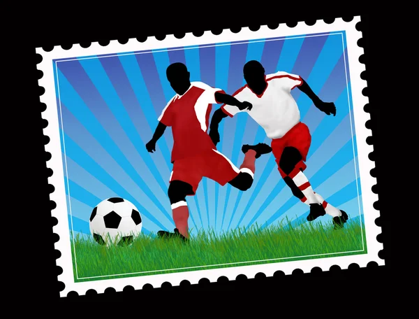 Francobollo postale di calcio — Vettoriale Stock
