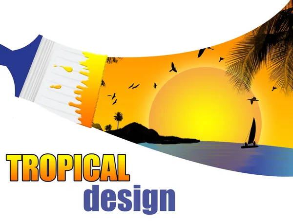 Tropical paradise paint by brush — Stock Vector