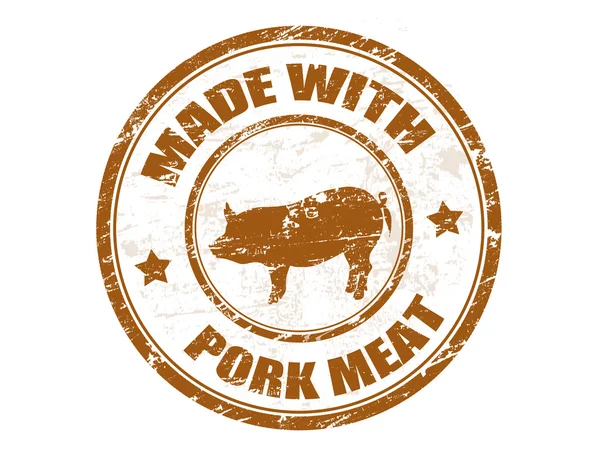Fatto con carne di maiale timbro — Vettoriale Stock