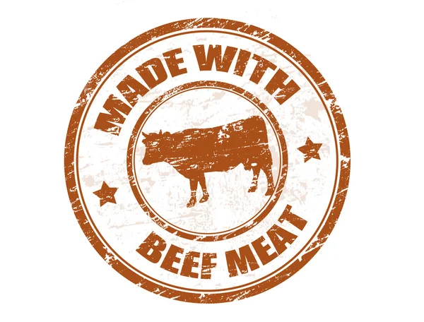 Gemaakt met rundvlees vlees stempel — Stockvector