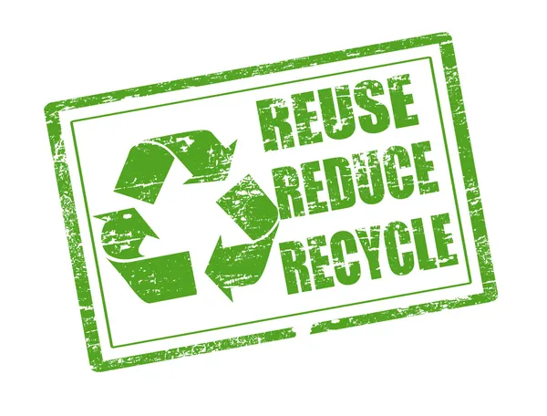 Reutilizar, reduzir e reciclar o selo — Vetor de Stock