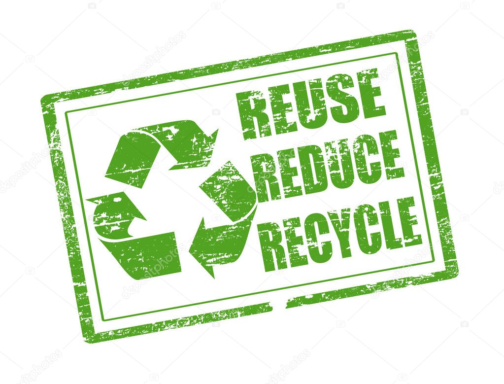 Reuse, reduce and recycle stamp