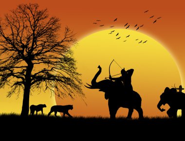 Archer elephant hunting clipart