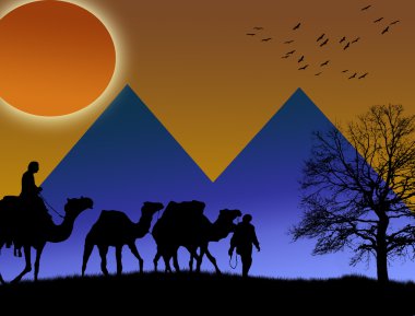 An Islamic sunset background clipart