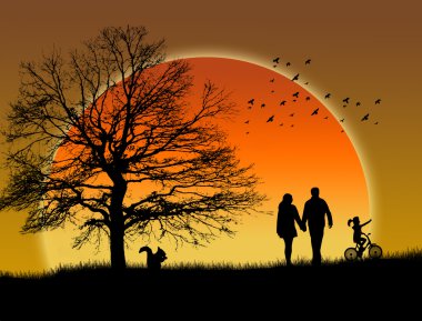 Lovers on sunset clipart