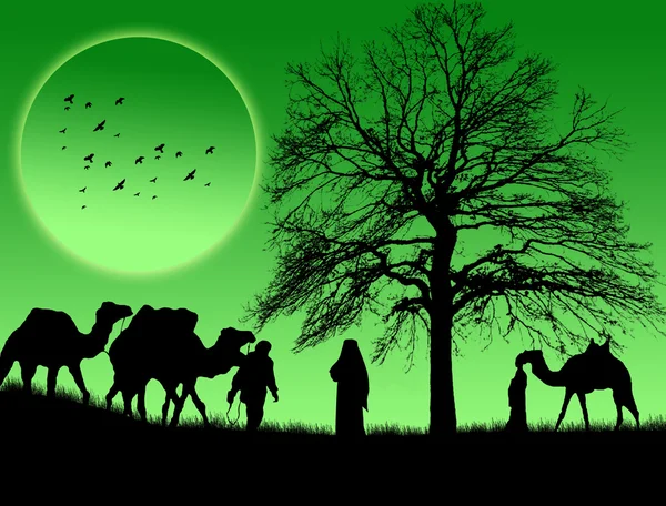 Un fond de coucher de soleil islamique — Image vectorielle