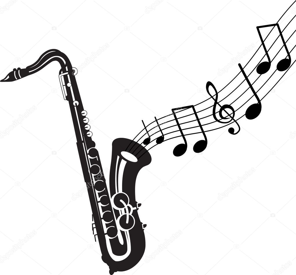 saxophone clipart black and white