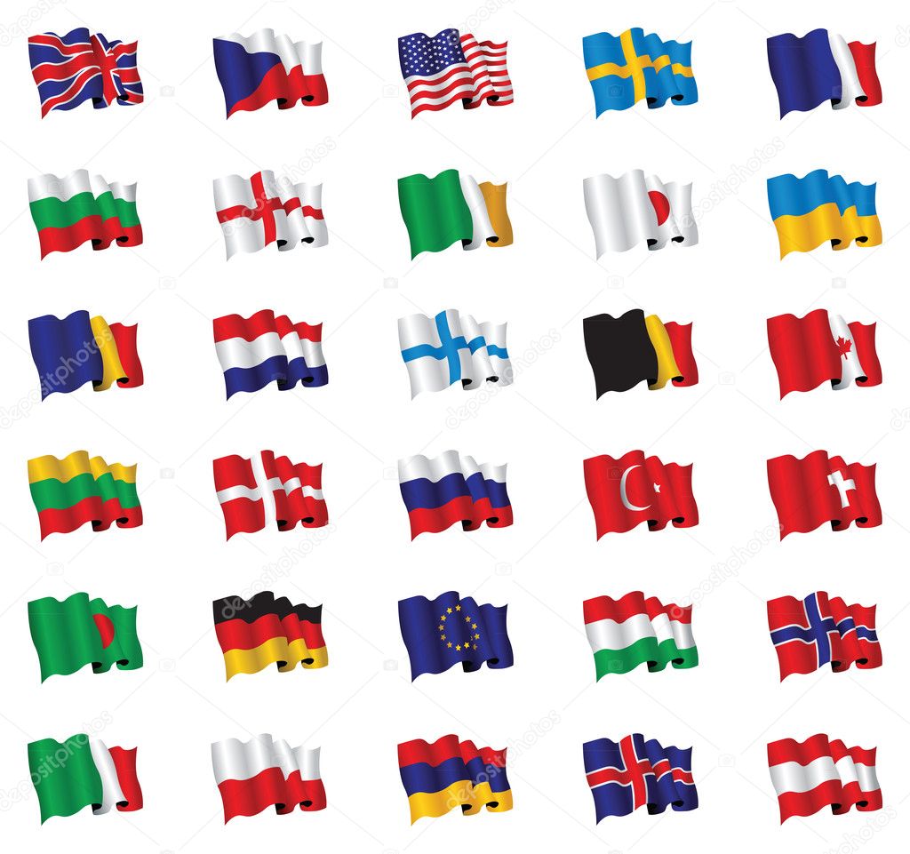 A large selection of national flags