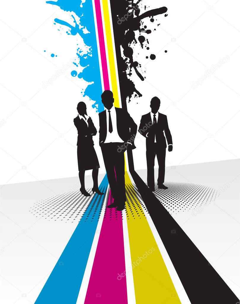 Business on a cmyk line background