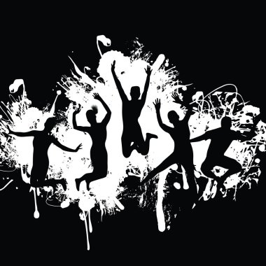 Silhouettes of jumping clipart