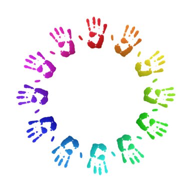 Colored handprints clipart