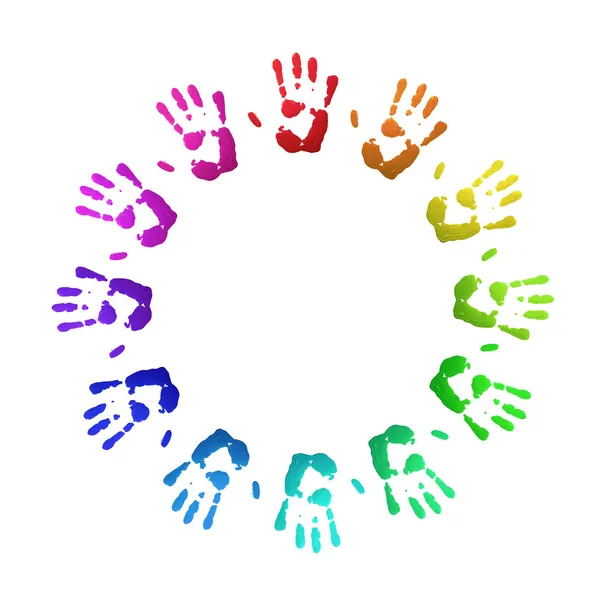 Huellas de manos coloreadas Imágenes de stock libres de derechos