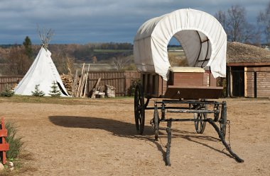 Wagon and wigwam clipart