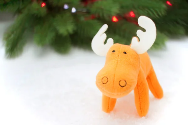 Stock image Toy elk in artificial snow