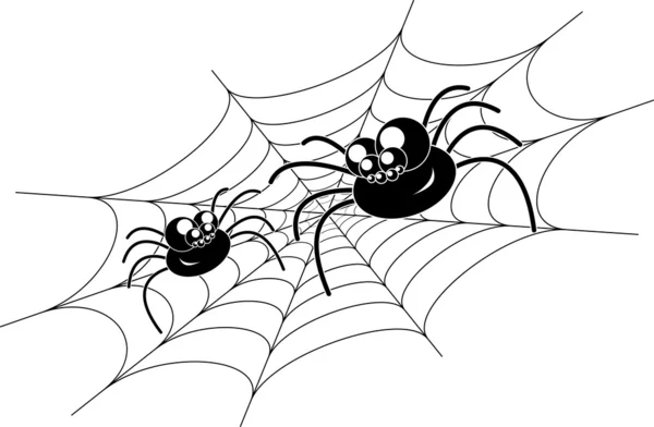 Spindlar på webben. — Stock vektor