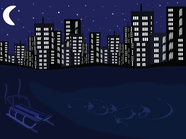 Zimní noční město — Stockový vektor