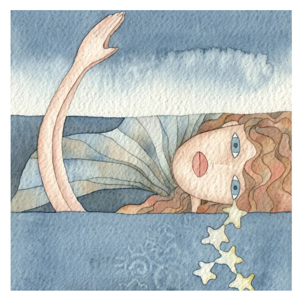 Mořská panna v moři — Stock fotografie