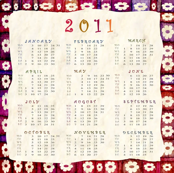 Calendário 2011 — Fotografia de Stock