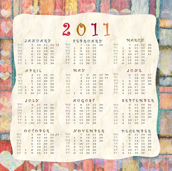 Kalendarz 2011 — Zdjęcie stockowe