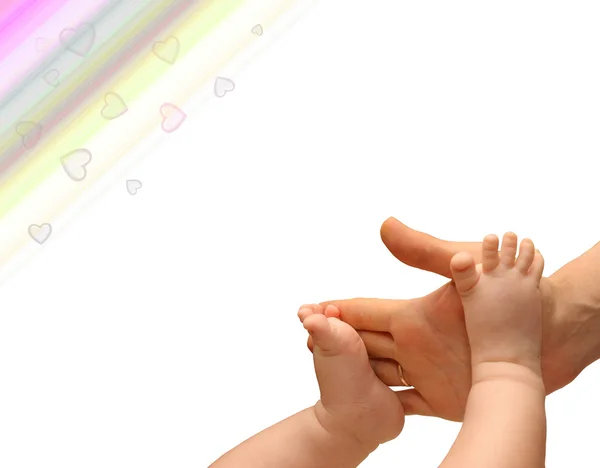 stock image Feet newborn on the hand of mother