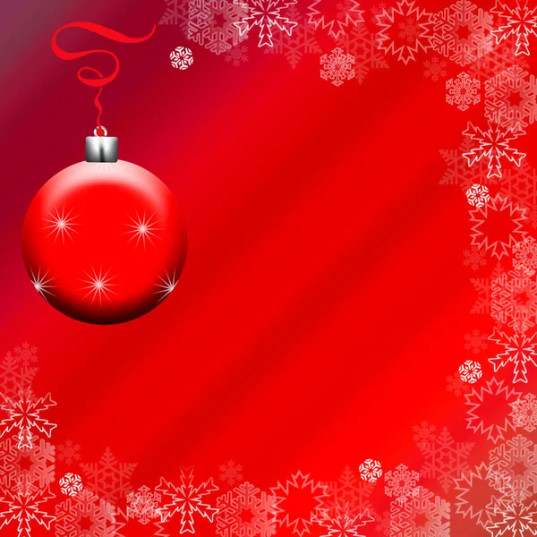 Rote Weihnachtskugel auf rotem Hintergrund — Stockvektor