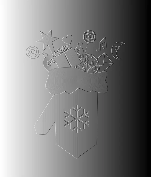 Срібний різдвяний пензлик з подарунками — стоковий вектор