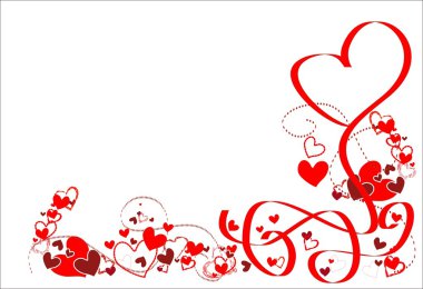 Red ribbon in the shape of the heart. Frame ribbon and hearts in red and burgundy color. Free text. clipart