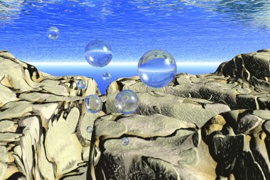 Underwater landscape, is executed in the 3-d editor clipart