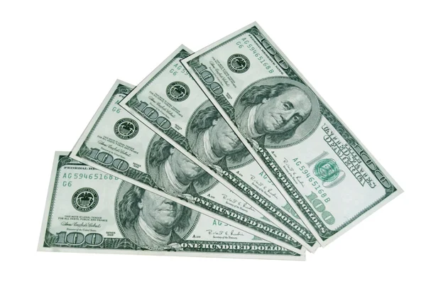 Ventilador Dólares Isolado Fundo Branco — Fotografia de Stock