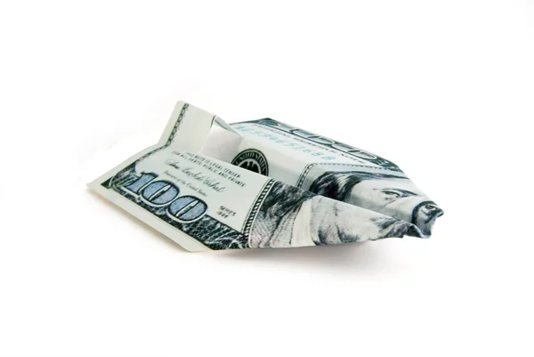 纸飞机 是由一百美元钞票 — 图库照片