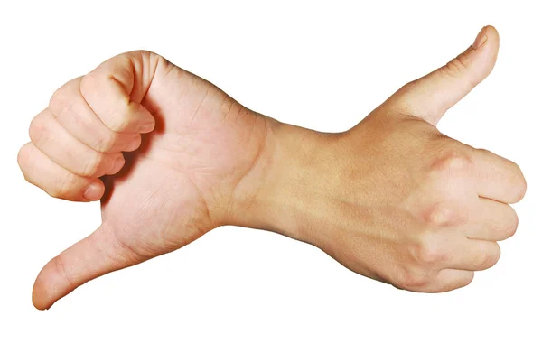 Zustimmende Und Nicht Ermutigende Handgesten Sind Auf Weißem Hintergrund Isoliert — Stockfoto