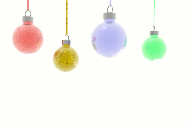 Colour Christmas Balls Hanging Tapes — Stock Photo, Image