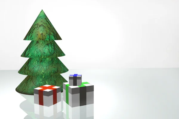 Päls-trädet och gåvor — Stockfoto