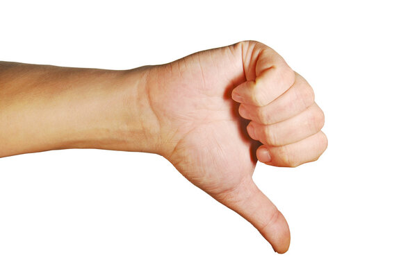 Жест несогласия на белом фоне
