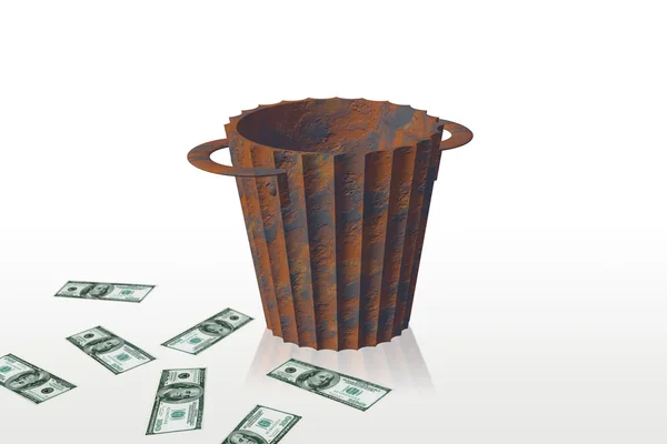 Reciclagem Dinheiro São Isolados Fundo Branco — Fotografia de Stock