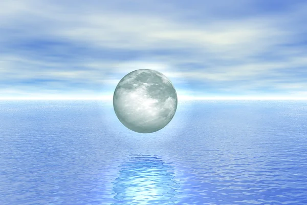 stock image The moon over water, is executed in the 3d-editor