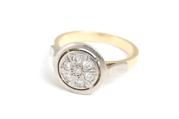 Złoty pierścionek z Brylanty średnie — Zdjęcie stockowe