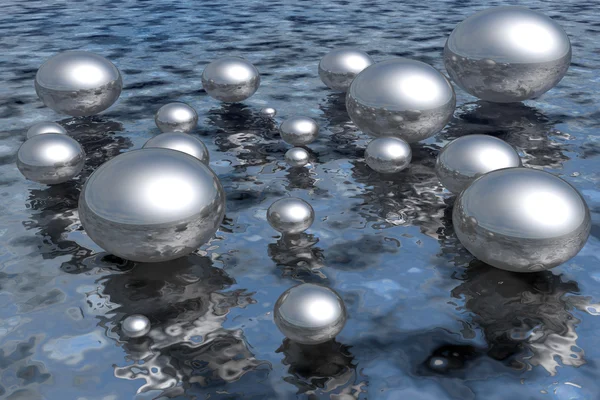 Kwik Drop Zilverkleurige Reflectie Metaal Water Rimpel Driedimensionale Macro Close — Stockfoto