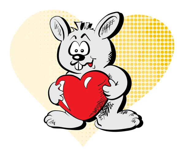 Векторний Кролик Серцем Стилізований Ретро Стилі — стоковий вектор